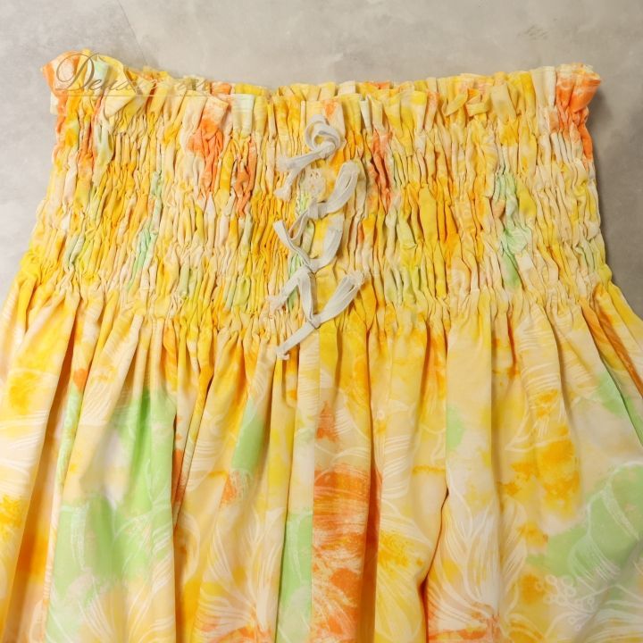 フラダンス パウスカート パンドール フリル 緑 ハイビスカス プルメリア ♡フラダンス パウスカート パンドール フリル 緑 ハイビスカス