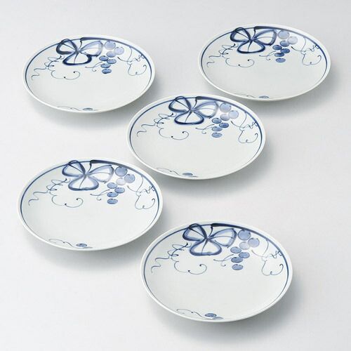 古染青磁ぶどう絵 和皿大5客揃 K10705929 - メルカリ