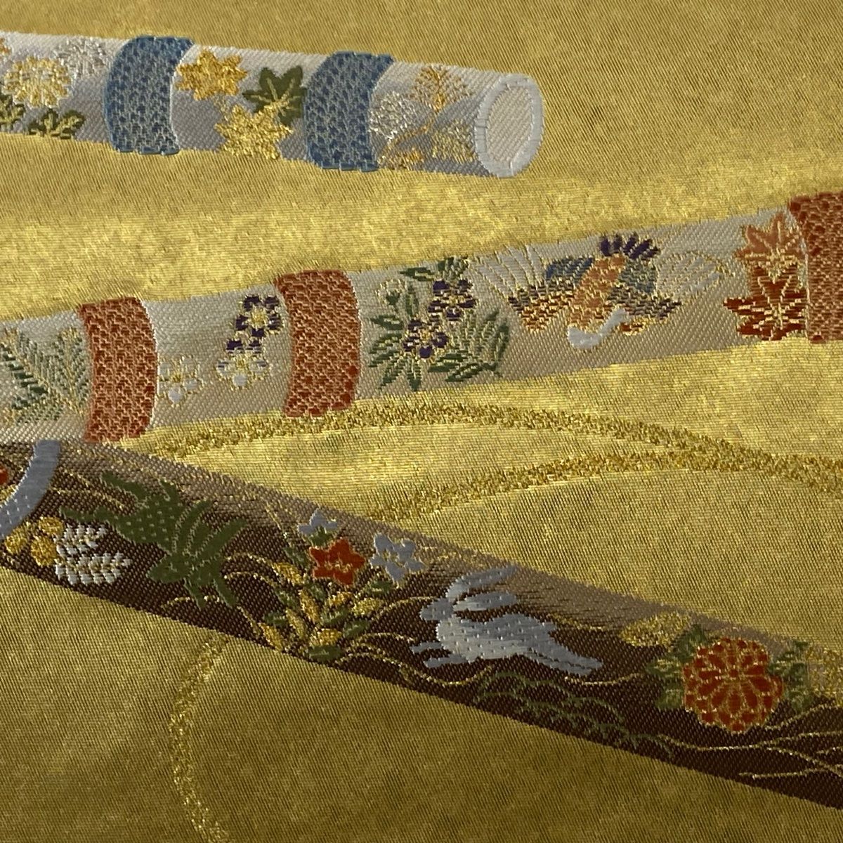 長嶋成織物瀞本金袋帯 袋帯 名品 長嶋成織物 落款 本金箔 瀞金錦 関西仕立て 王朝花苑