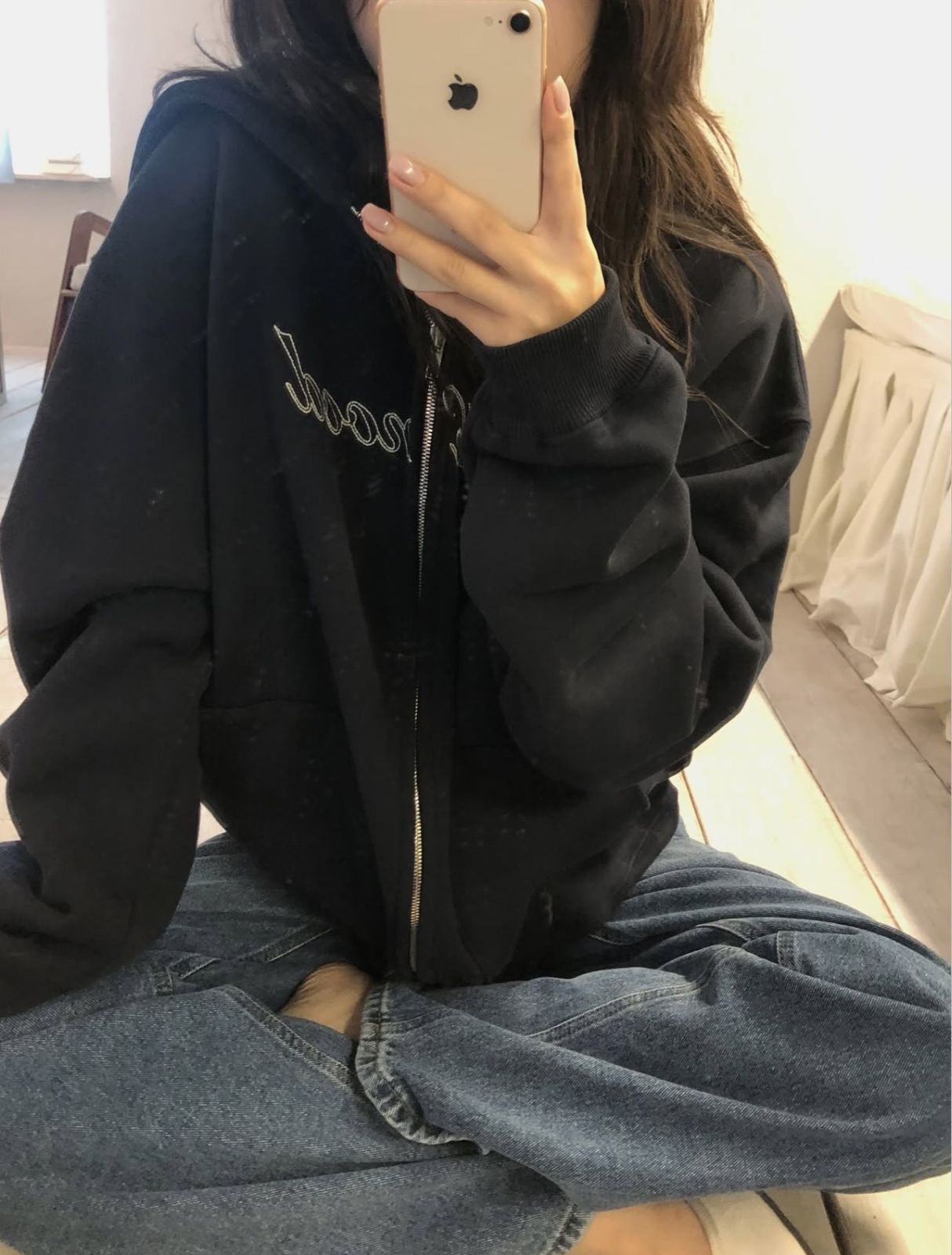 レター刺繍 ダブルジッパー