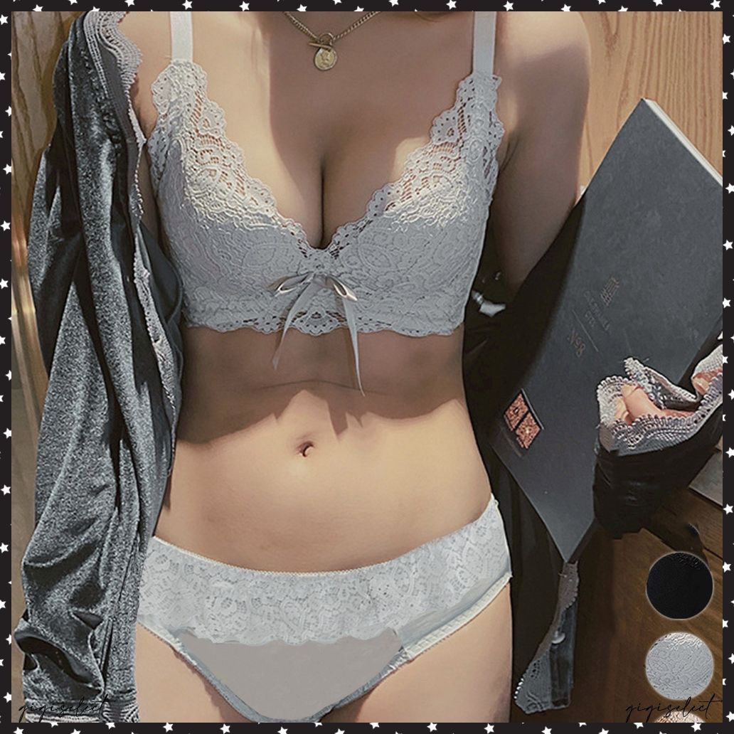 verybrain♡ランジェリーセットアップ エレガントチュールレースフロントホックブラジャー&フルバック
