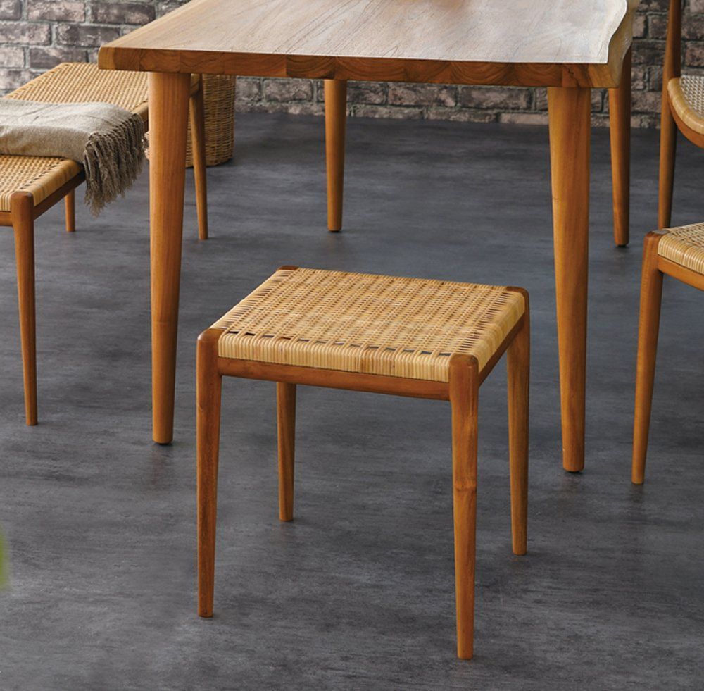 在庫処分 ナチュラル 幅40×奥行き36×高さ43cm チーク スツール スツール サンフラワーラタン S110WX