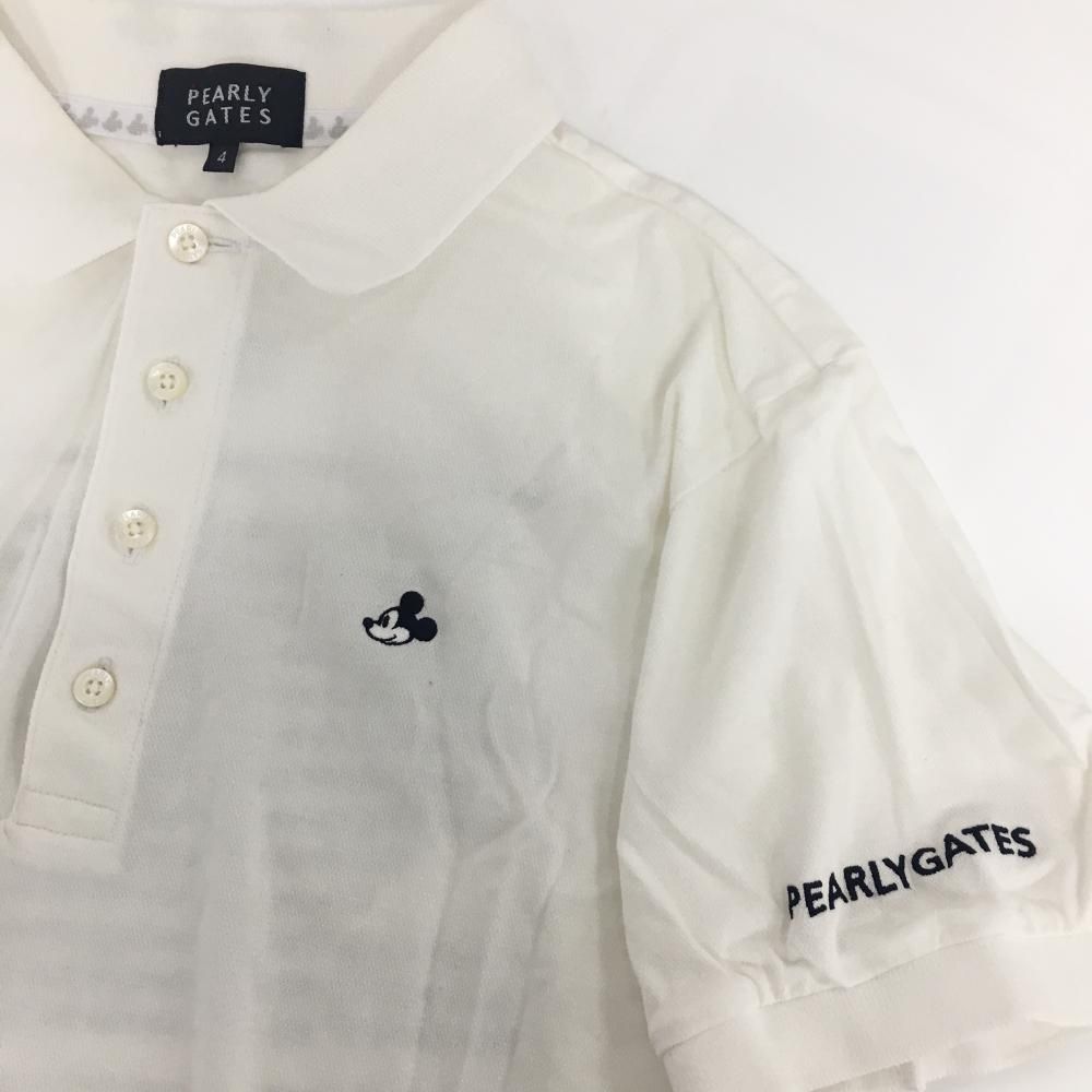 パーリーゲイツ×Disney 半袖ポロシャツ 白×ダークネイビー