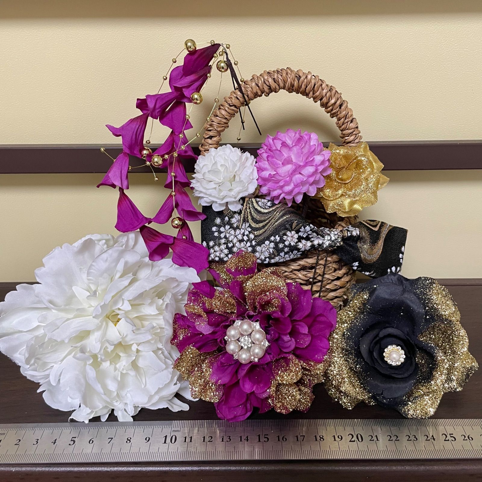 紫 和装髪飾り 振袖髪飾り 成人式髪飾り 着物髪飾り 色打掛髪飾り 結婚式 イベント髪飾り DECORATOM_COM_BR