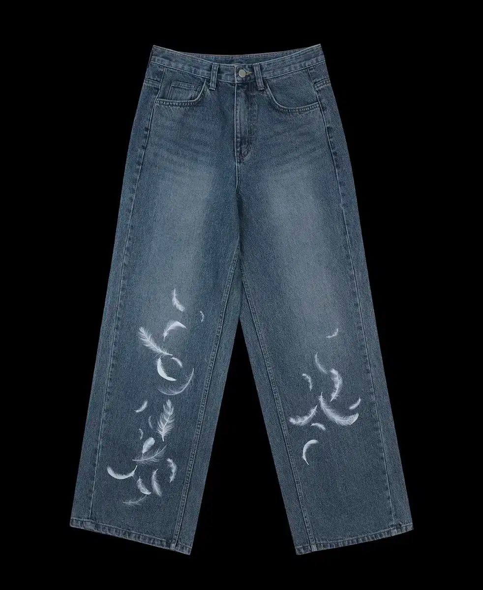 FEATHER WIDE DENIM PANTS BLUE