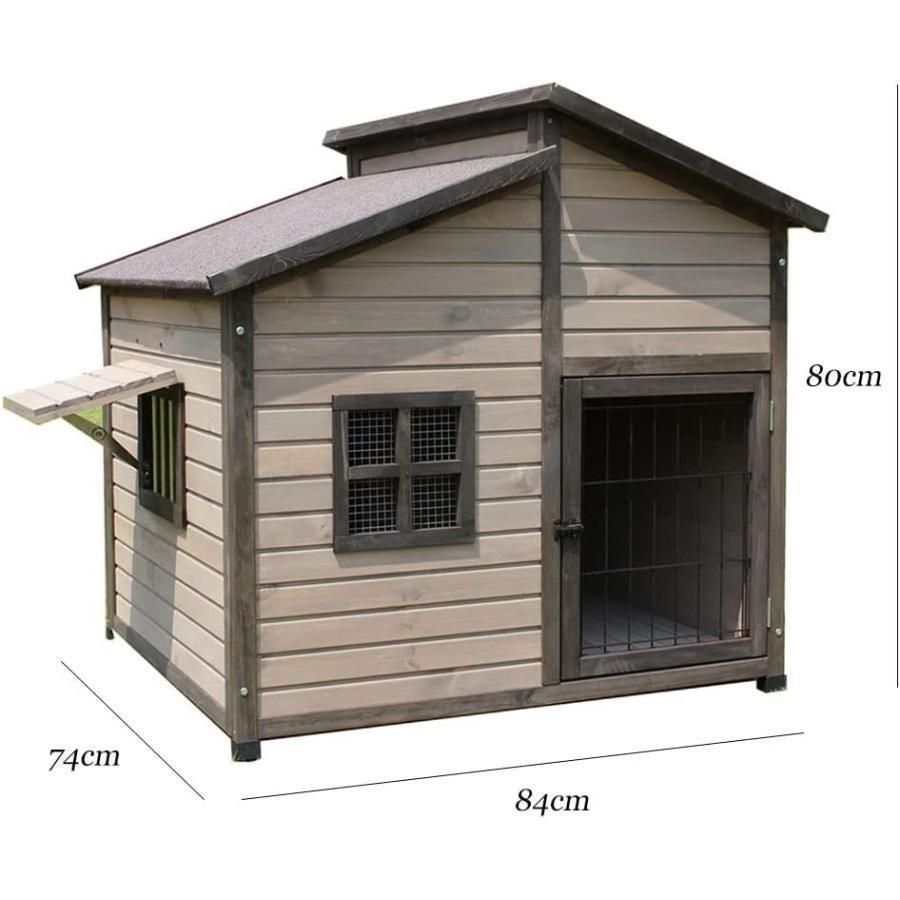 送料無料 ペットケージ 犬用サークル 中 大型犬 ケージ 無垢材の犬小屋 屋外の木造犬小屋 大型犬小屋 屋外防水犬小屋 Size 84*74*80cm