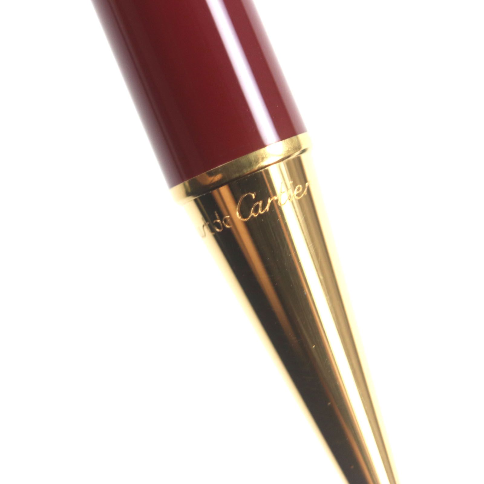 カルティエ トリニティ ドゥ ロゴ入り ツイスト式 ボールペン ゴールドボルドー Cartier 良品▽Cartier カルティエ トリニティ ドゥ ロゴ入り