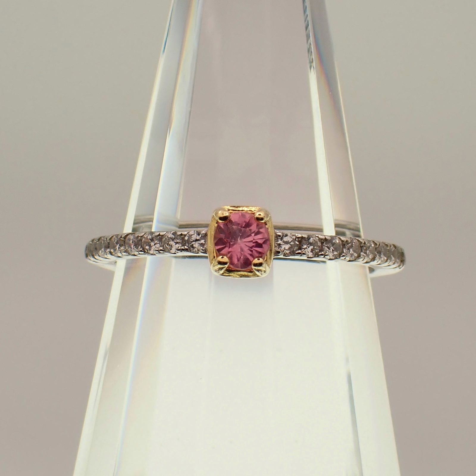 【ピンクスピネル】フリーサイズリング【ロジウムカラー】