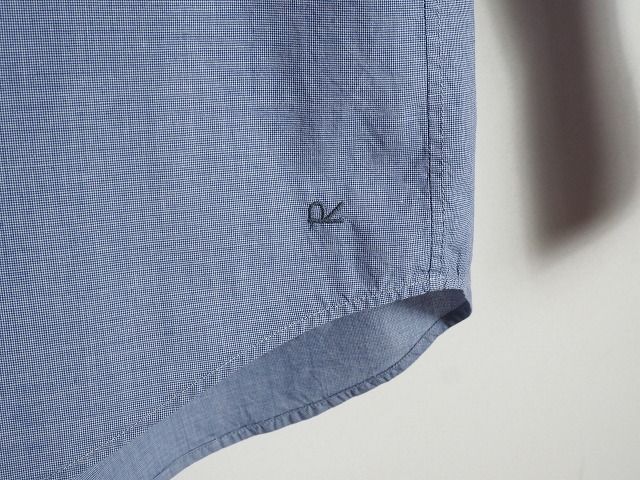 45RPM フリル付き青白チェック長袖シャツ 美品 45R 45RPM フォーティファイブ アール フリル付き 長袖