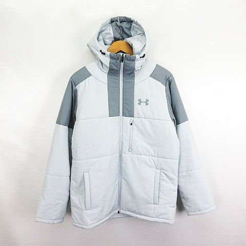 アンダーアーマー UNDER ARMOUR 1347226 ジャケット アウター 長袖 フード ジップアップ ロゴ 中綿 裏起毛 L グレー スポーツウェア ※EKM