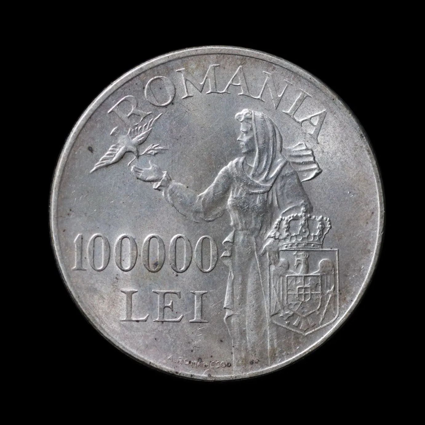 ROMANIA ルーマニア ミハイ1世 100000Lei 1946 銀貨