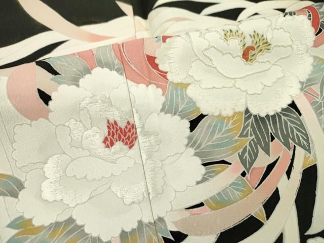 D691 振袖　豪華花模様　牡丹刺繍　乱菊　金彩　正絹　着物　袷　極美品 刺繍 金彩 乱菊 桜花模様 振袖 着物 102a p