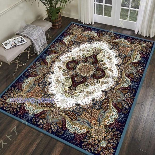 ラグ ラグマット 約 80X120CM ペルシャ 絨毯風 メダリオン