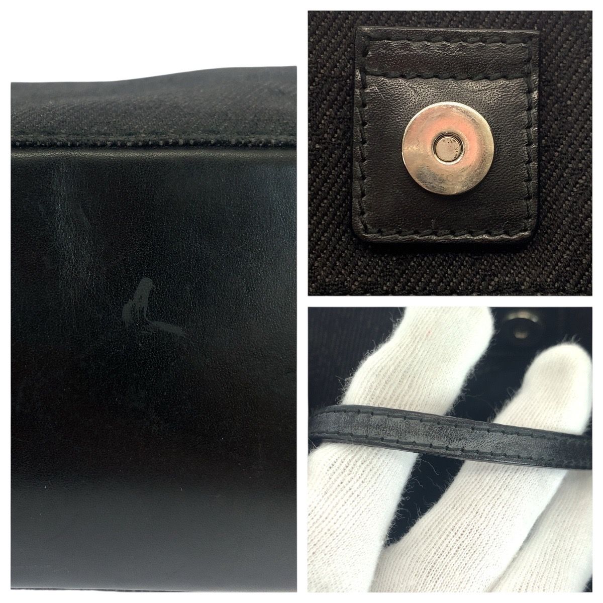 GUCCI グッチ ブラック 黒 GGキャンバス/レザー 101919 トートバッグ  