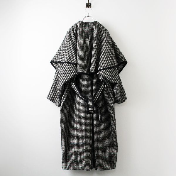 CLANE クラネ MIX HOUNDSTOOTH CAPE COAT 1/ブラック ハウンド