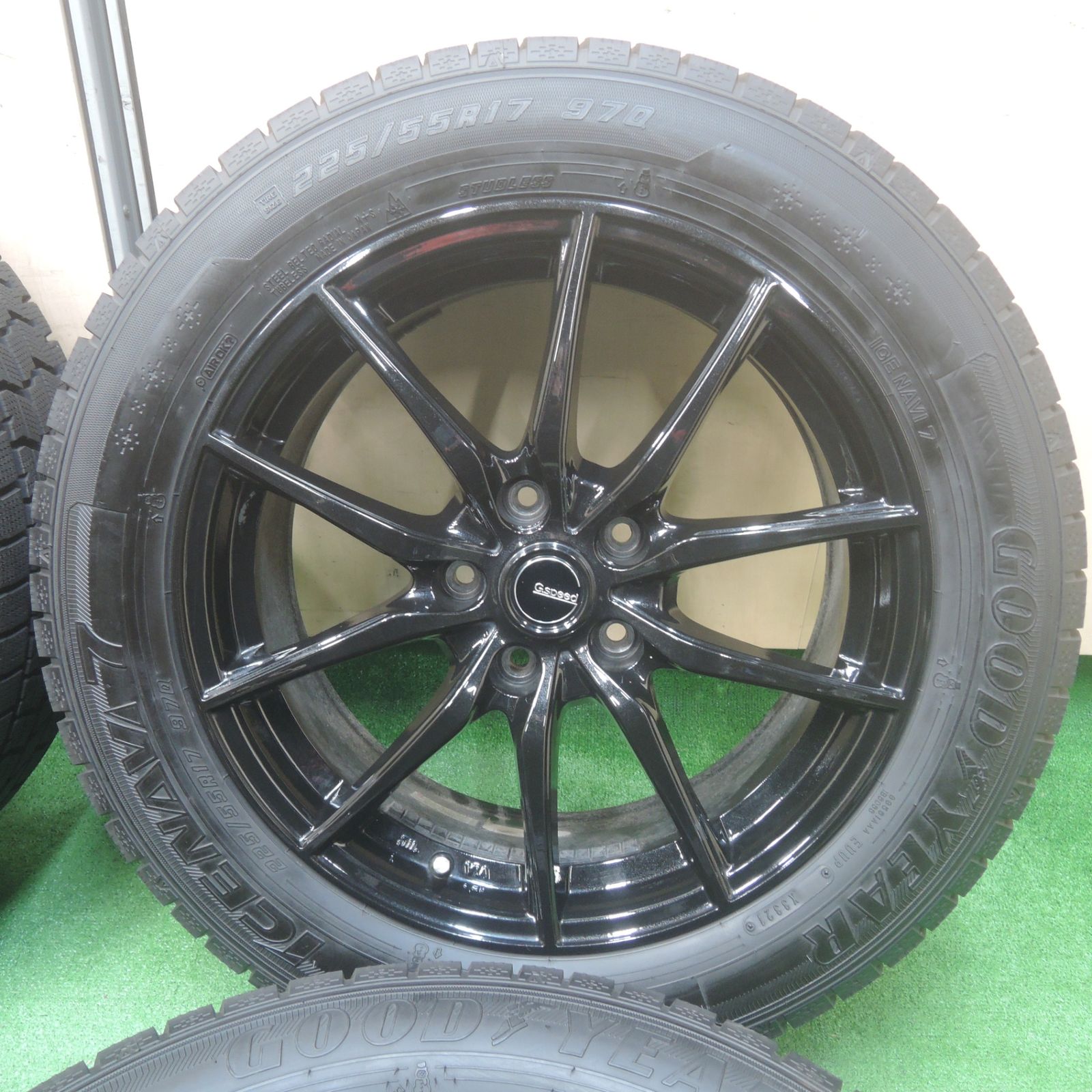 *送料無料* バリ溝！21年！キレイ！9.5分★スタッドレス G.speed 225/55R17 グッドイヤー アイスナビ7 Gスピード 17インチ PCD114.3/5H★4022104SYス