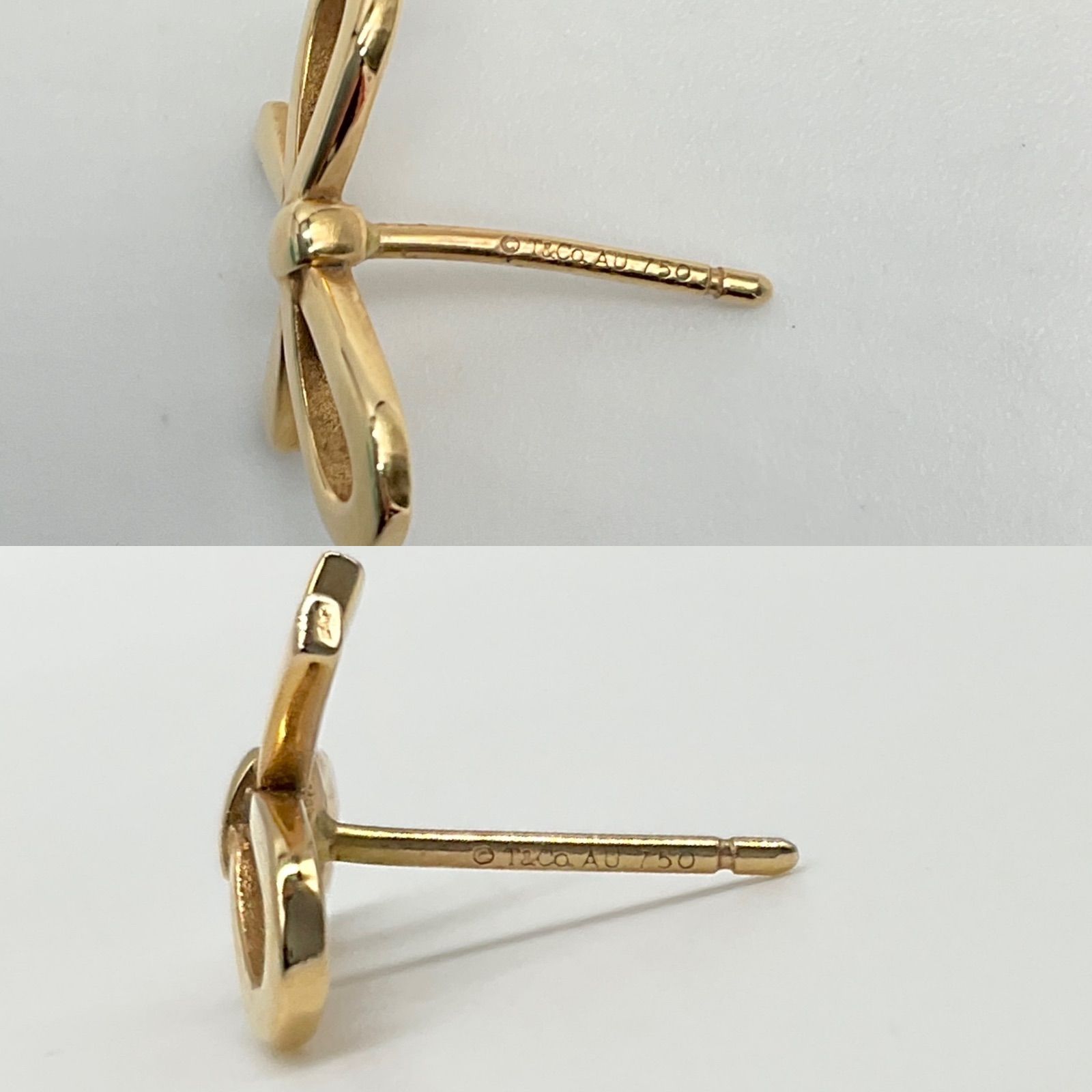 TIFFANY&Co. ティファニー リボン ボウ BOW ピアス K18YG イエロー