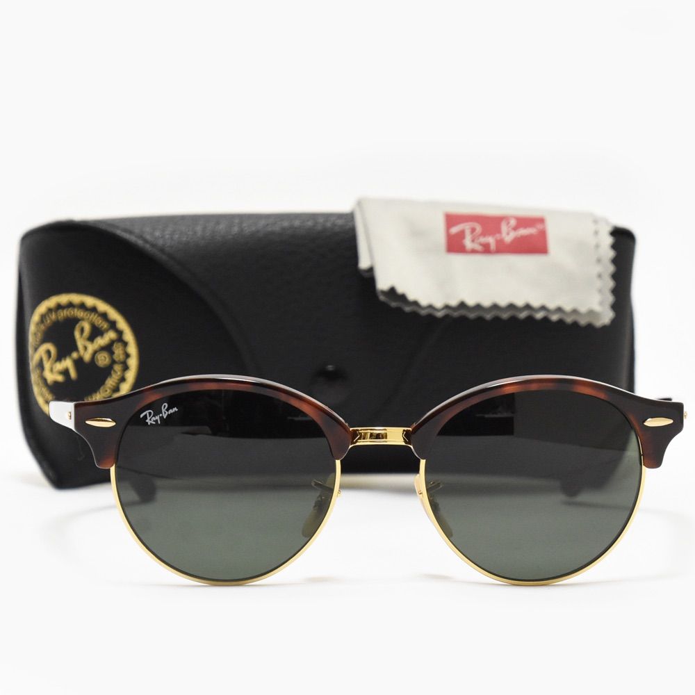 Ray Ban レイバン サングラス CLUB ROUND ポリッシュ レッドハバナ べっ甲 クラブラウンド G-15 グリーン RB4246 990 51□19