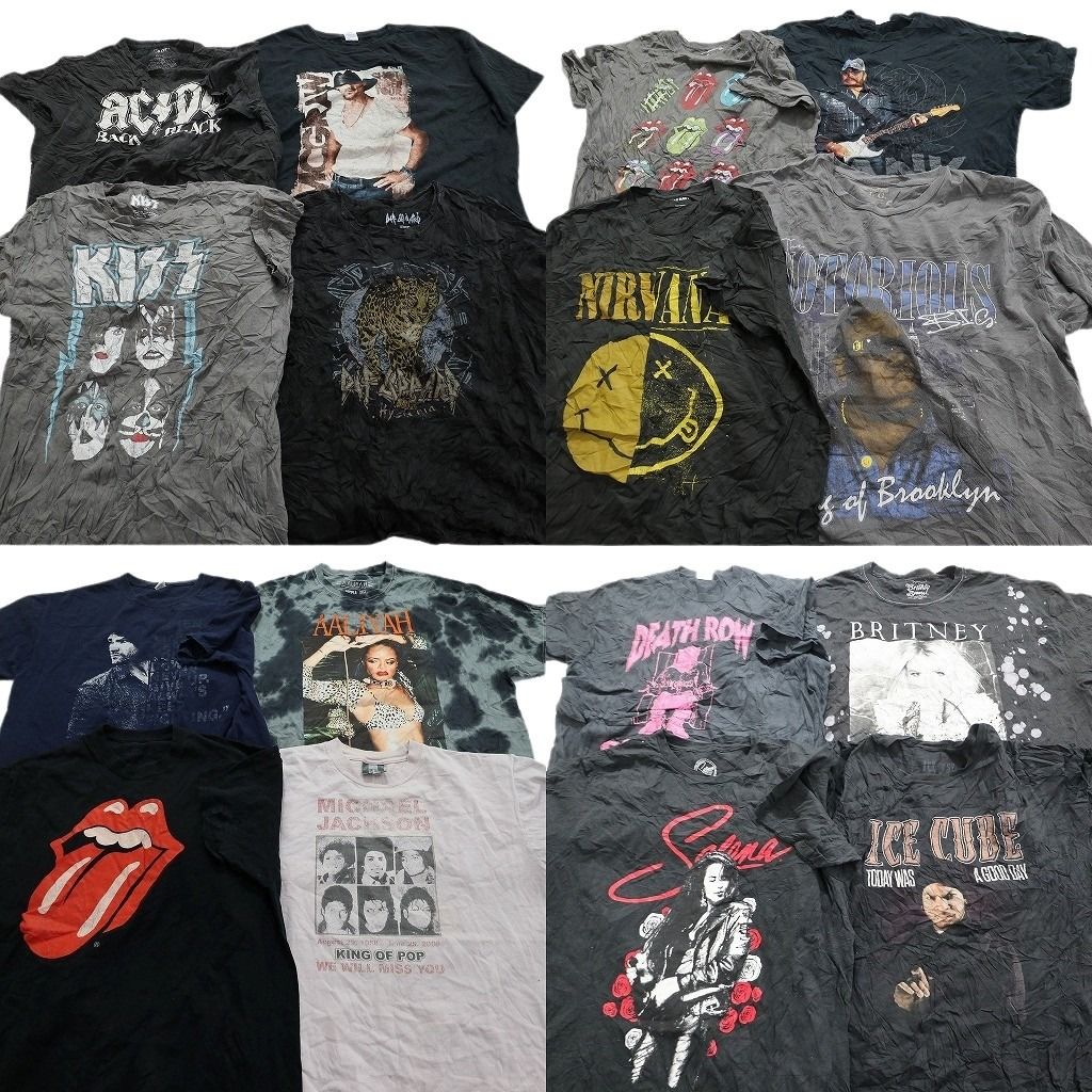 古着卸 まとめ売り 音楽・バンド 半袖Tシャツ 16枚セット (メンズ XL ) デフレパード キッス アイスキューブ  古着 MZ5530