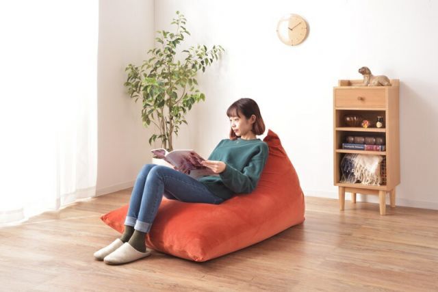 ビーズクッション W75×D110×H50 オレンジ ビーズクッション クッション