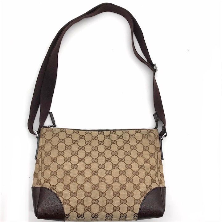 美品 GUCCI グッチ GGキャンバス ショルダー バッグ 斜め掛け レザー ブラウン レディース k2899 美品 GUCCI グッチ GGキャンバス ショルダー バッグ 斜め掛け レザー