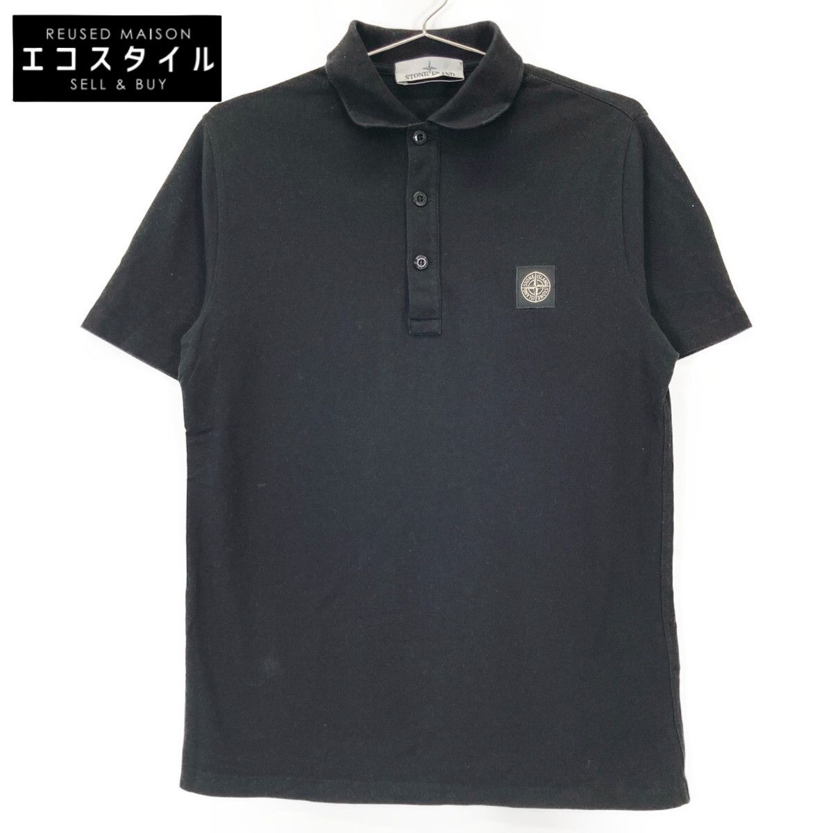 STONE ISLAND ストーンアイランド 641520418 ﾌﾞﾗｯｸ ｽｸｴｱﾛｺﾞ ﾎﾟﾛｼｬﾂ M