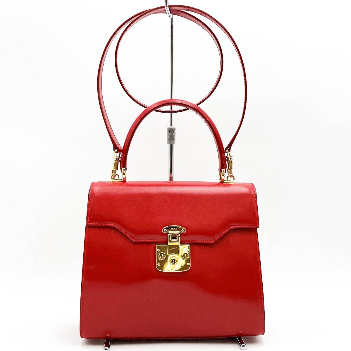GUCCI 赤色 ショルダーバッグ 美品 GUCCI グッチ レディロック ショルダーバッグ ハンドバッグ 2WAY