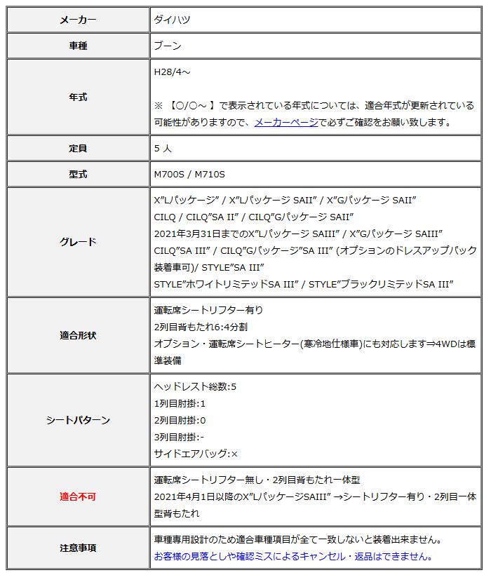 Clazzio クラッツィオ シートカバー ストリームステッチ ブーン M700S | M710S H28|4～ ET-1027