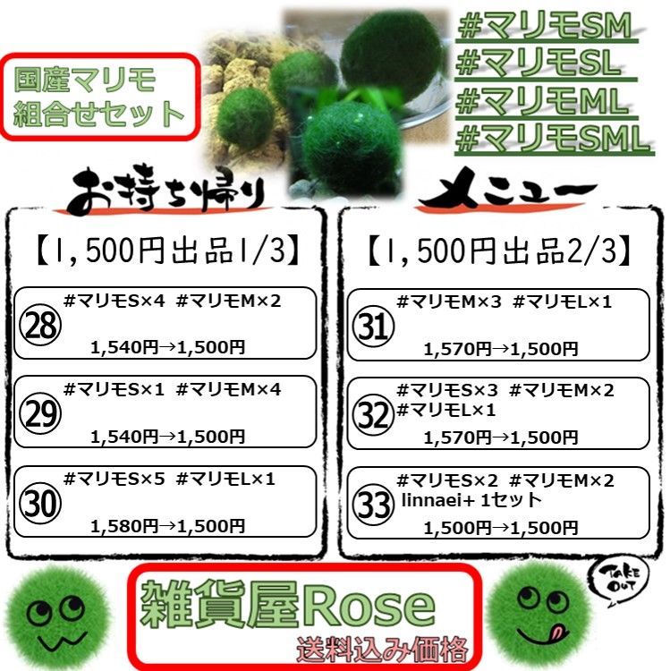 国産まりも1.3cm×3 1.5cm×1 おまけ付き - 雑貨屋Rose【マリモ専門