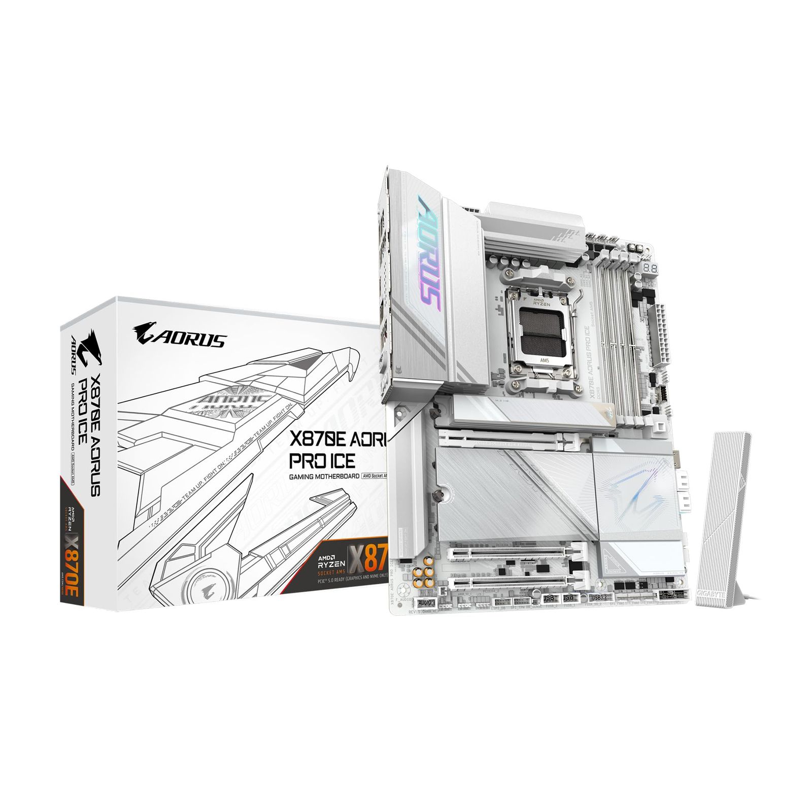 GIGABYTE X870E AORUS PRO ICE - AMD Ryzen 用 ホワイト色 ATX 上位定番ゲーミングマザーボード MB6570 X870E AORUS PRO ICE ATX