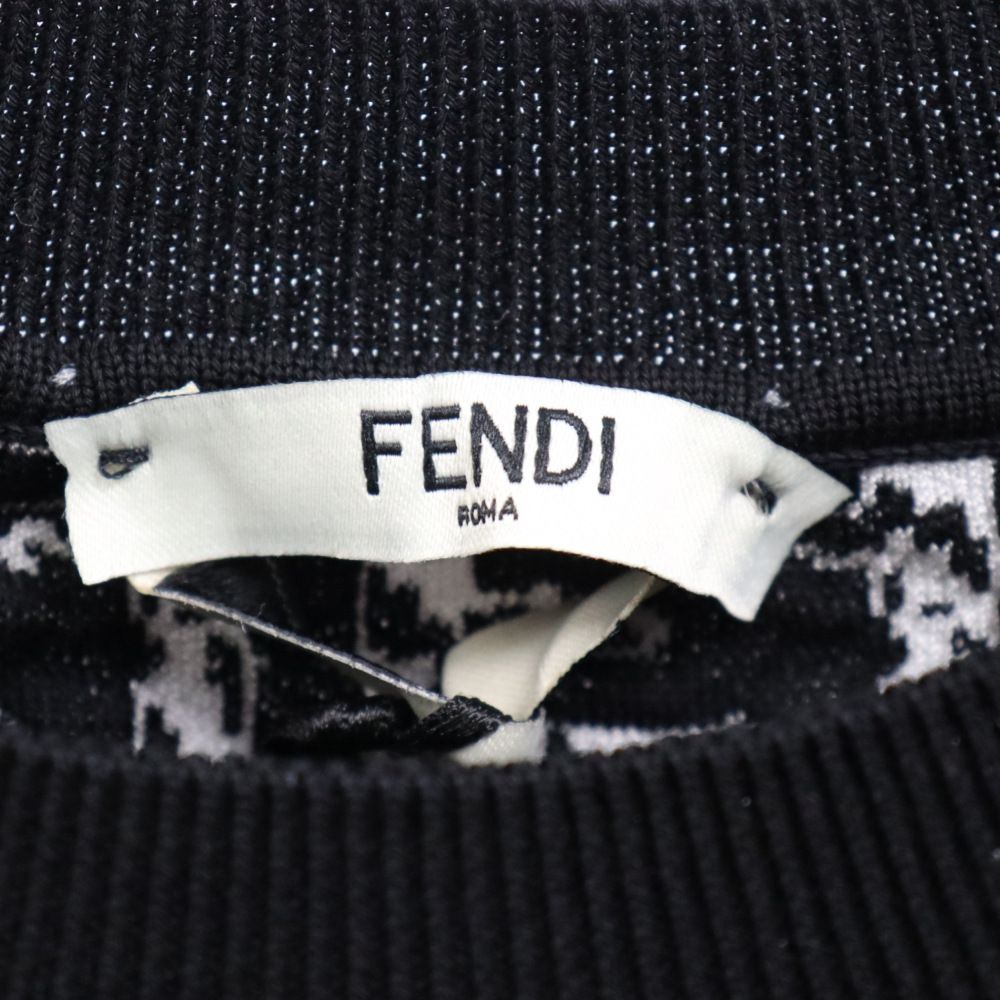 FENDI (フェンディ) FFロゴ 総柄ニット半袖Tシャツ カットソー FZX550  