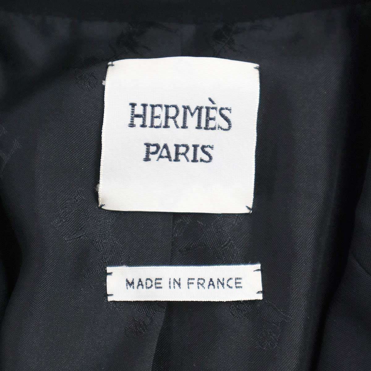 HERMES エルメス 1Bシルクテーラードジャケット ブラック 44