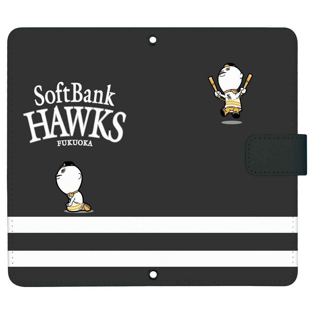 Softbank HAWKS 正規品 AQUOS sense7 SHG10 ケース 手帳型 スマホケース [デザイン:3.ふうさん(bk)/マグネットハンドあり] 福岡 ソフトバンク ホークス パターン グッズ