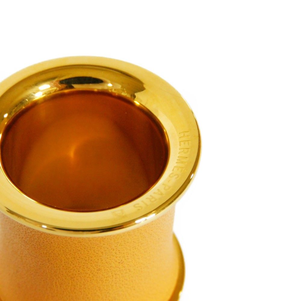 HERMES エルメス シリンダー スカーフリング ブルー筒型 レザー巻き