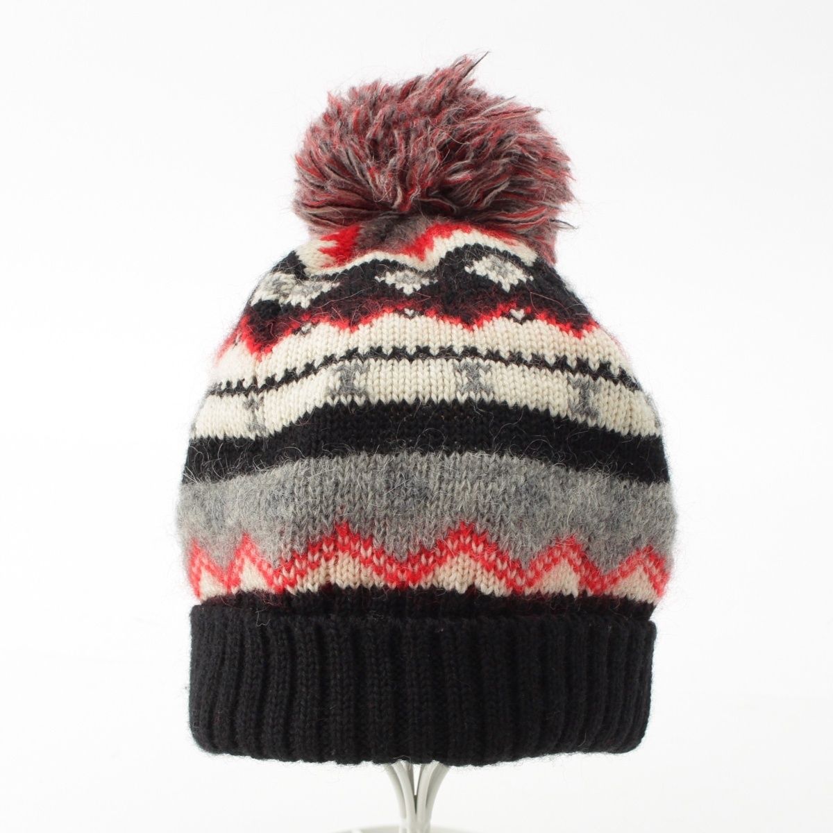 サンローラン エディ期 16SS ウール モヘア ノルディック ボンボン ニットキャップ 419541 ブラック