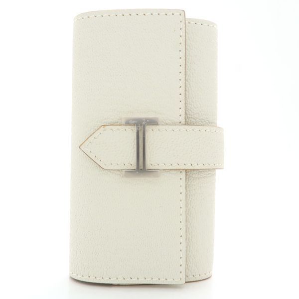 HERMES ベアン キーケース 4連 シェーブル ホワイト系 SV金具 新品同様