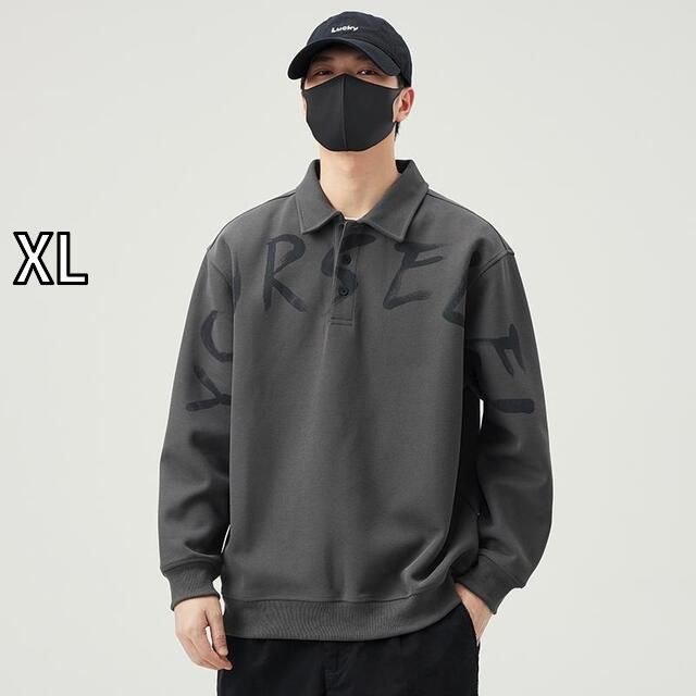 XL 秋冬 コーデ メンズ 服 シンプル ファッション オシャレ 大人 かっこいい 大きいサイズ ストリート 紳士服 スウェットシャツ ゆったり カジュアル プリント プルオーバー 長袖 トップス ジャケット アウター