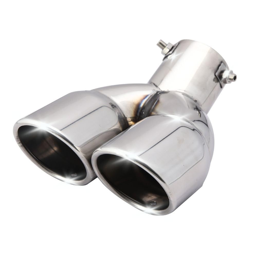 MORASTYLE マフラーカッター ステンレス 音 斜め カット 汎用 下向き 2本出し 63mm (シャインシルバー) [シャインシルバー]