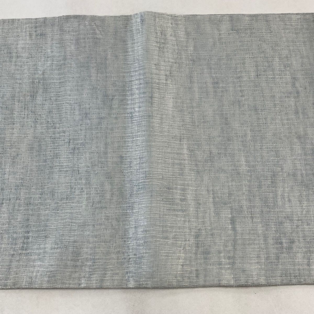 袋帯 秀品 夏帯 虫 葉 銀糸 青灰色 お太鼓柄 正絹 【中古