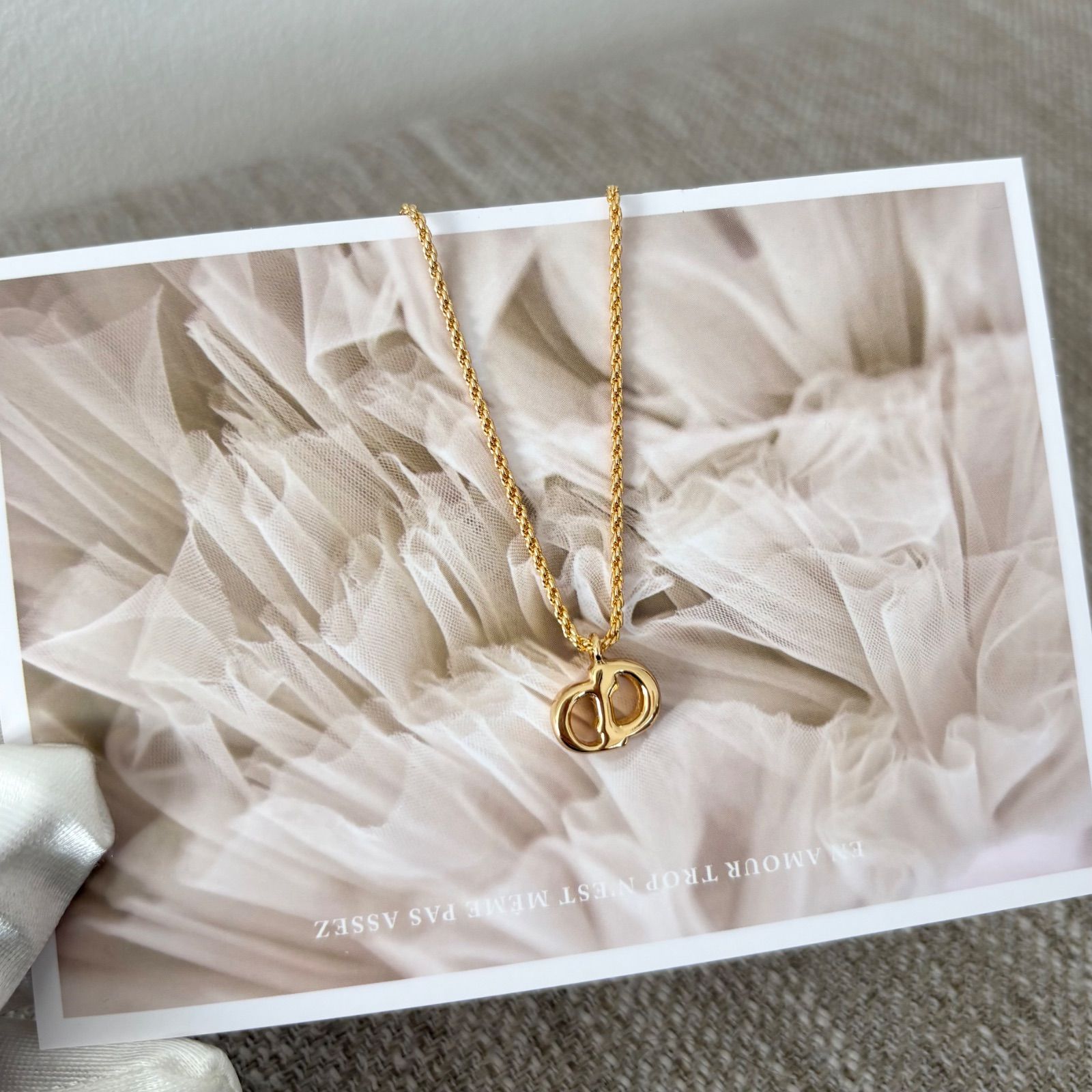 【極美品】Dior ネックレス CD ロゴ ストーン ゴールド ヴィンテージ Christian Dior（ヴィンテージ ディオール）CD ロゴ チャーム