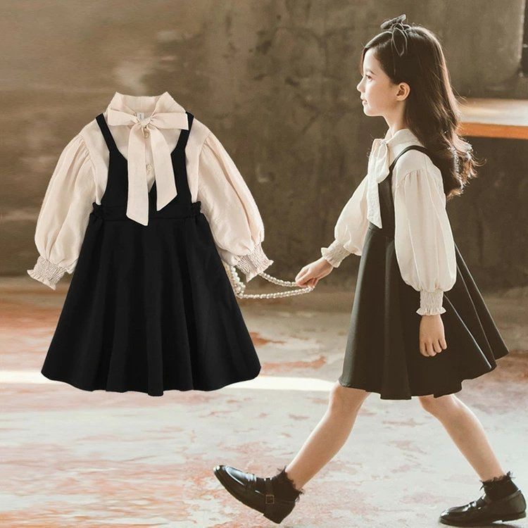2点セット 子供服 セットアップ 女の子 キッズ 春秋 長袖 シャツ ワンピース 韓国子供服 フォーマル おしゃれ 可愛い ジュニア服 入園 入学 二次会結婚式#cupload41384