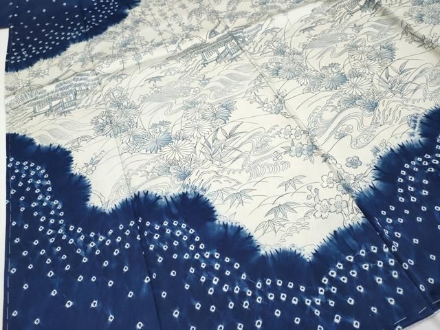 平和屋本店■極上　訪問着　本藍　絞り　御所解文　白地　逸品　未使用　CYAA1961s5 平和屋本店□極上 訪問着 本藍 絞り 御所解文 白地 逸品 未使用