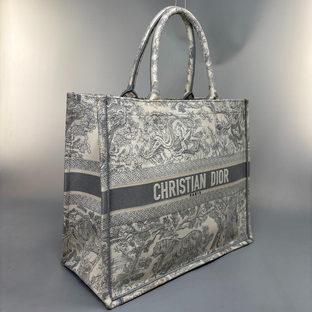 超極美品 クリスチャンディオール オブリーク ブックトート ラージ ホワイト 超極美品 クリスチャンディオール オブリーク ブックトート