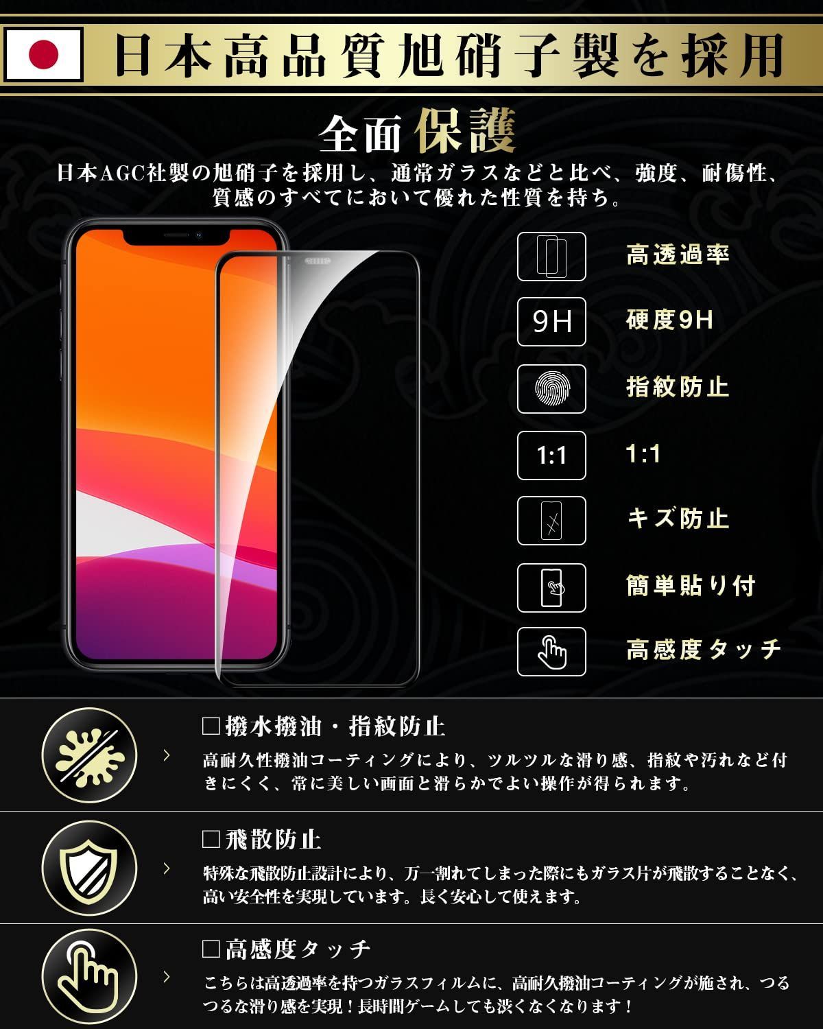 特価セール】iPhone11 Pro ガラスフィルム 2枚 iPhone Boesklenn Xs/X