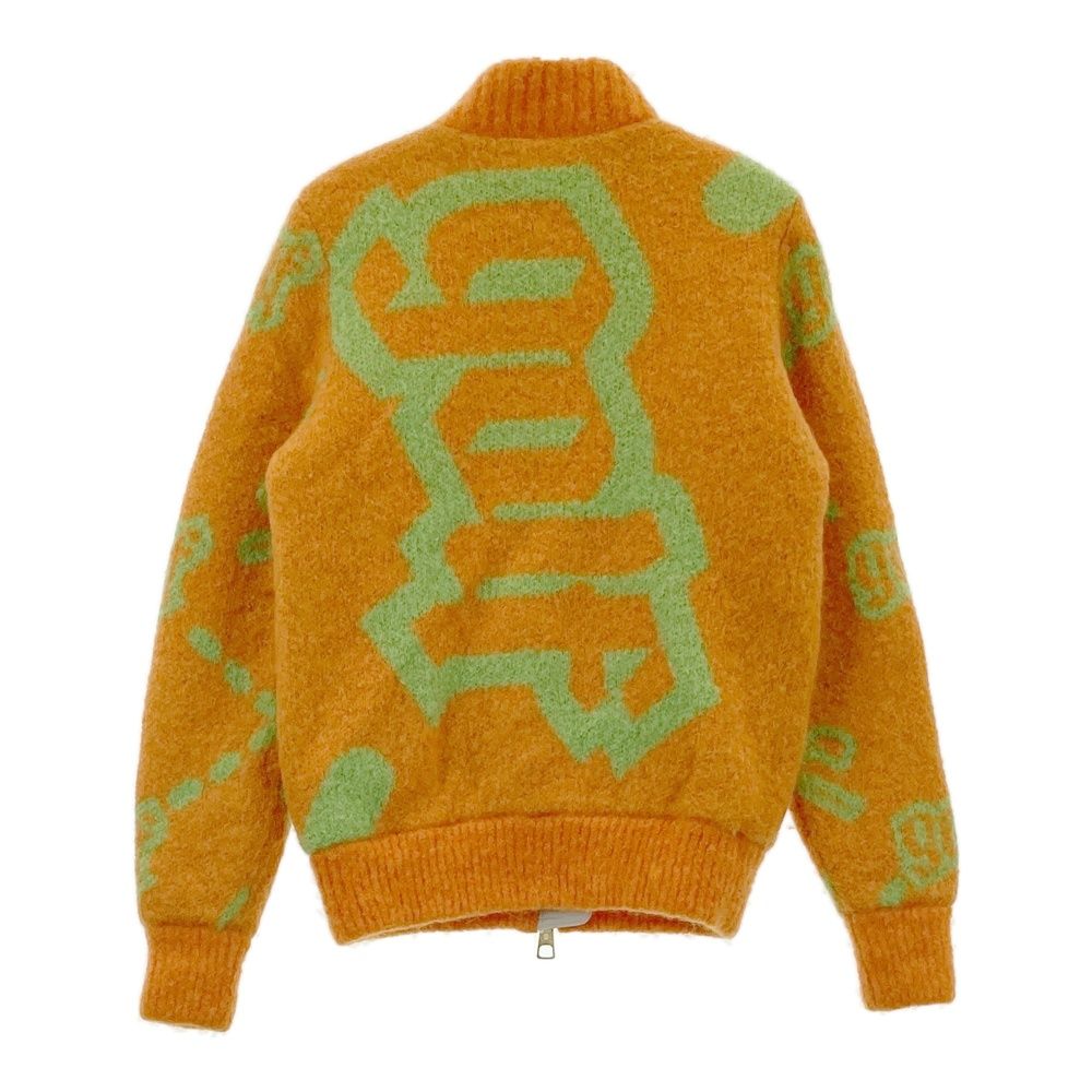 サイズ 36 MARK-LONA マークアンドロナ モヘヤ混ニット 中綿ジャケット 総柄 オレンジ系 240101481080 ゴルフウェア レディース ストスト