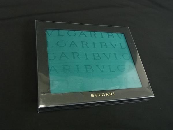 美品✨️BVLGARI　ターコイズ ロゴ入り ストール □未開封□新品□未使用□ BVLGARI ブルガリ ロゴマニア シルク