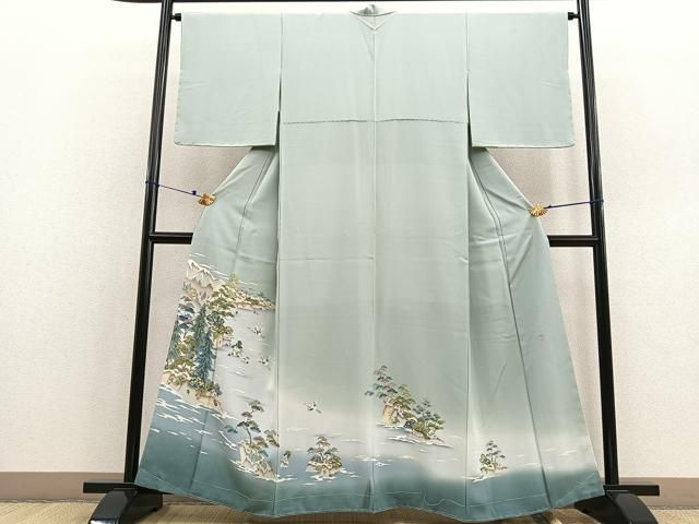 平和屋着物●ファッションデザイナー HIROKO KOSHINO コシノヒロコ 訪問着 絞り 刺繍 兎 金彩 金銀糸 ロング丈 正絹 逸品 AAAU0132np 平和屋着物○ファッションデザイナー HIROKO KOSHINO コシノヒロコ