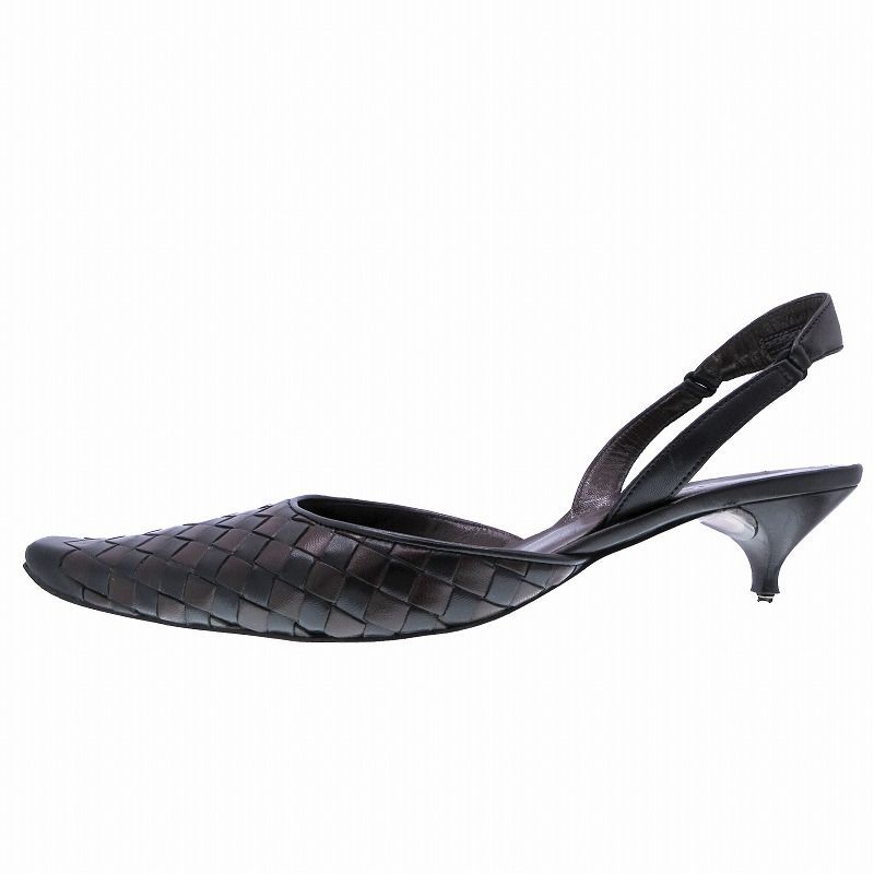 【美品】BOTTEGAVENETA イントレチャート ストラップ パンプス ボッテガヴェネタ イントレチャート バックストラップ パンプス