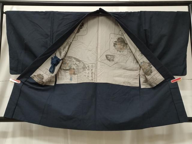 平和屋着物●男性　紬　色無地　灰青色　正絹　逸品　AAAY5936ph 平和屋着物○男性 紬 色無地 灰青色 正絹 逸品 AAAY5936ph