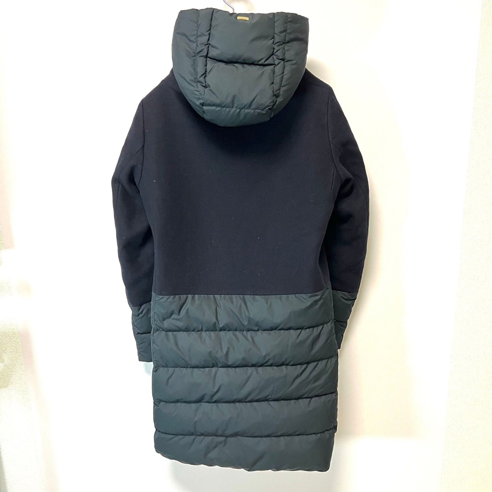 HERNO ヘルノ ダウンコート ウール切替 フェザー ブラック フード取り外し